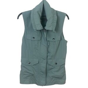 Eddie Bauer Women's Travex Vest Blue Green Size S Cargo Utility‎ Hiking Camping